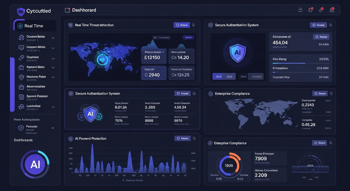 Enterprise-grade cybersecurity dashboard with threat monitoring and compliance